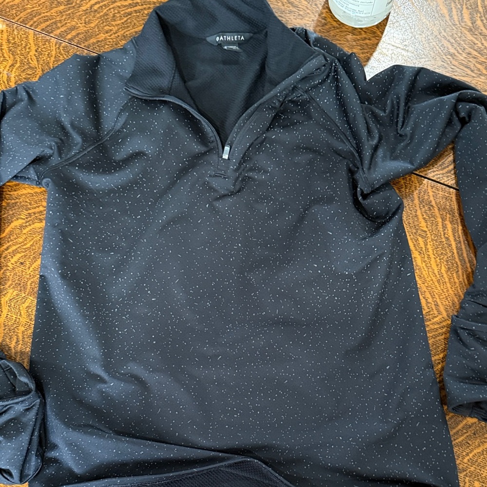Athleta Black Speckled Half-Zip Top